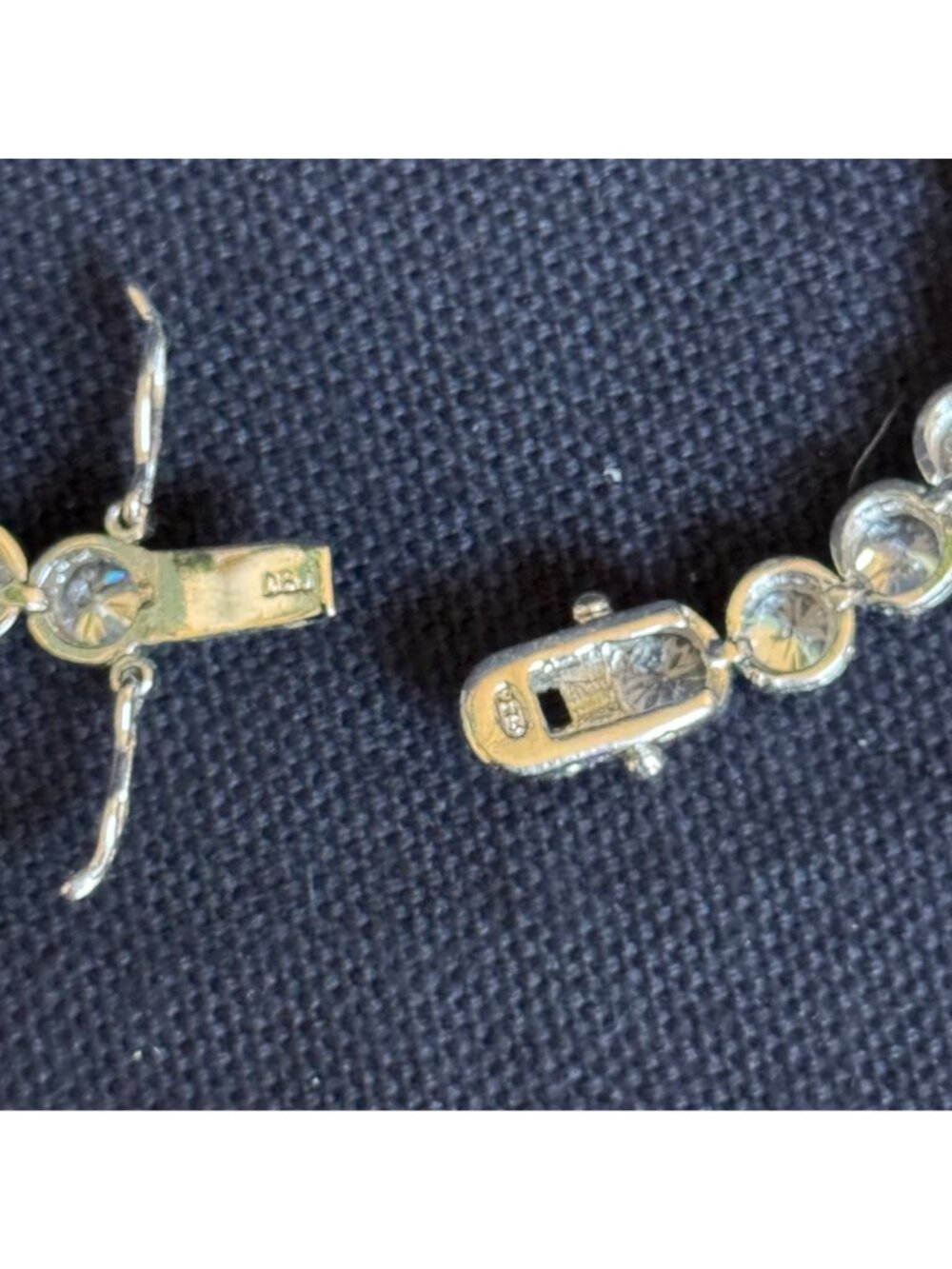 DBJ 925 Sterling Silver Tennis Bracelet w/Round CZ Stones Secure Clasp Vintage - Picture 6 of 10